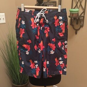 Hollister Navy Floral Men's Board Shorts